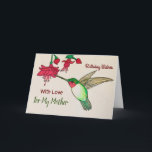 Geburtstagswünsche für meinen Muttergarten Humming Karte<br><div class="desc">Feiern Sie den Geburtstag Ihrer Mutter mit einem Kolibri und einer hellen rosa Blume.  Farbenfroh und fröhlich,  wird das realistische Aquarellbild eines beliebten Hinterhofvogels und einer Blume einen Gärtner oder Vogelbeobachter begeistern. Bringen Sie mit dieser schönen und eleganten Gartenkarte Sonnenschein und Glück zum Geburtstag Ihrer Mutter.</div>