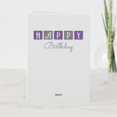 Geburtstagswünsche hinzufügen Katzengrau Foto lila Karte (Rückseite)