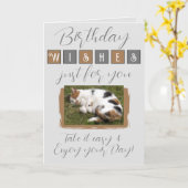 Geburtstagswünsche hinzufügen Katzengraubraun Foto Karte (Gelbe Blume)