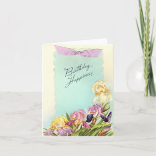 Geburtstagswünsche im Vintage-Stil mit Schwertlili Karte