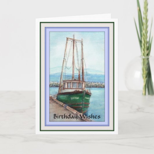 Geburtstagswünsche, Maskuline, Fischerboot Karte (Vorderseite)