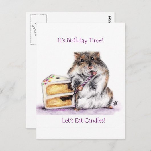 Geburtstagszeit (Hamster) Postkarten (Vorne/Hinten)