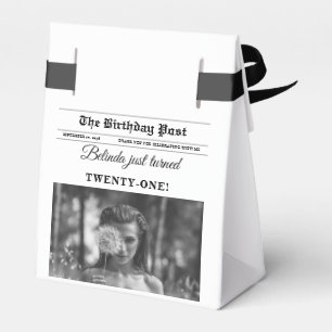 Geburtstagszeitung Spaß Schwarz-Weiß-Foto Geschenkschachtel