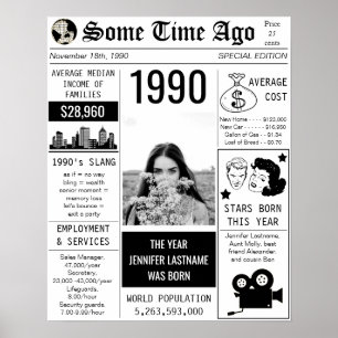 Geburtstagszeitungsjahr 1990 poster