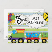 Geburtstagszug 3. Geburtstag Einladungen (Vorne/Hinten)