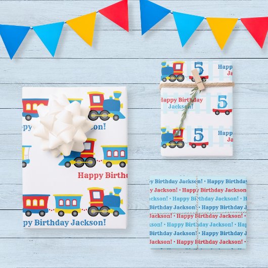 Geburtstagszug Geschenkpapier Set