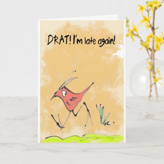 Geburtstagvogel Karte (Gelbe Blume)