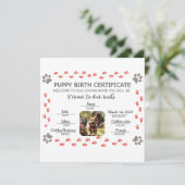 Geburtsurkunde für Puppy Feiertagskarte (Stehend Vorderseite)