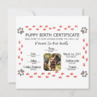 Geburtsurkunde für Puppy