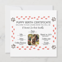 Geburtsurkunde für Puppy Feiertagskarte