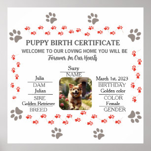 Geburtsurkunde für Puppy Poster