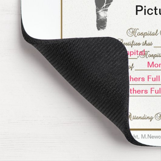 Geburtsurkunde_Mousepad ankündigen Mousepad (Ecke)