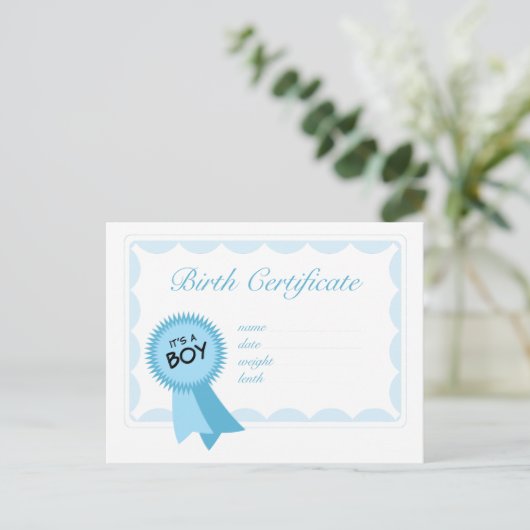 Geburtsurkunde Postkarte (Stehend Vorderseite)