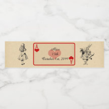 Geburtswasserflasche-Etikett, Alice Wonderland