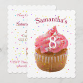 Geburtszeit Cupcake Einladung (Vorne/Hinten)