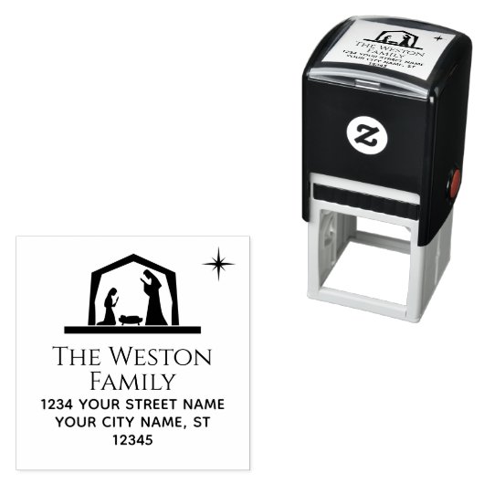 Geburtszene #2 Manger Baby Jesus Name Adresse Permastempel (Beispiel)