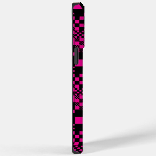 Gecheckt, Karo - Magenta und Schwarz Case-Mate iPhone Hülle (Rückseite / Rechts)