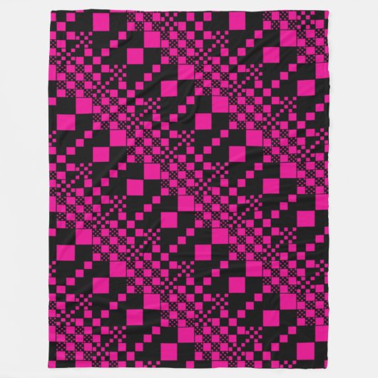 Gecheckt, Karo - Magenta und Schwarz Fleecedecke (Vorderseite)