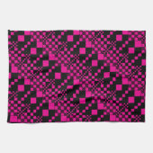 Gecheckt, Karo - Magenta und Schwarz Geschirrtuch (Horizontal)