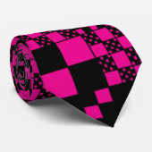 Gecheckt, Karo - Magenta und Schwarz Krawatte (Gerollt)