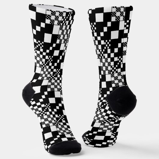 Gecheckt, Karo - Schwarz und Weiß Socken (Gewinkelt)