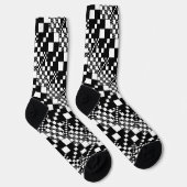 Gecheckt, Karo - Schwarz und Weiß Socken (Rechts)