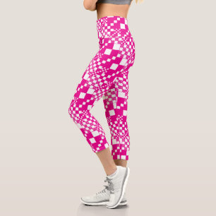 Gecheckt, Karos in Magenta und White Capri Leggings