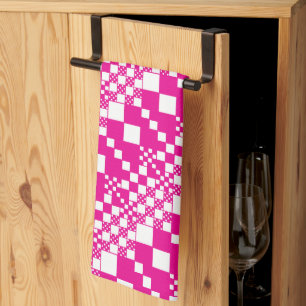 Gecheckt, Karos in Magenta und White Geschirrtuch