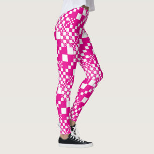 Gecheckt, Karos in Magenta und White Leggings