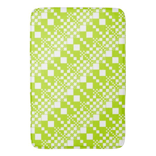 Gecheckt, Karos - Limettengrün und Weiß Badematte (Vorderseite Vertikal)