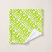 Gecheckt, Karos - Limettengrün und Weiß Badhandtuch Set (Waschlappen)