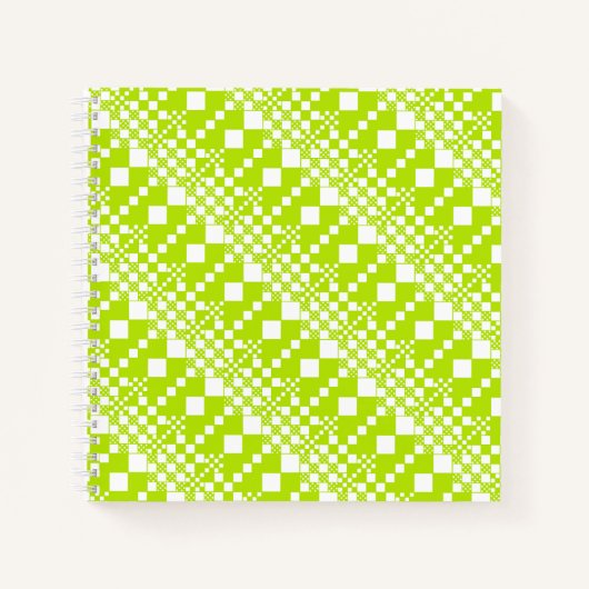 Gecheckt, Karos - Limettengrün und Weiß Notizblock (Vorderseite)