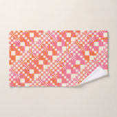 Gecheckt, Karos - Rosa, Orange und Creme Badhandtuch Set (Handtuch)