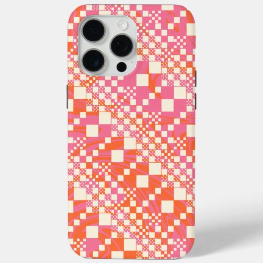 Gecheckt, Karos - Rosa, Orange und Creme Case-Mate iPhone Hülle (Rückseite)