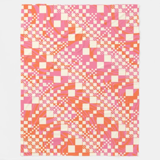 Gecheckt, Karos - Rosa, Orange und Creme Fleecedecke (Vorderseite)