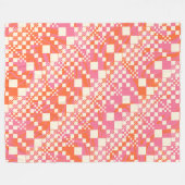 Gecheckt, Karos - Rosa, Orange und Creme Fleecedecke (Vorderseite (Horizontal))