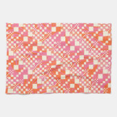 Gecheckt, Karos - Rosa, Orange und Creme Geschirrtuch (Horizontal)