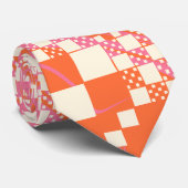 Gecheckt, Karos - Rosa, Orange und Creme Krawatte (Gerollt)