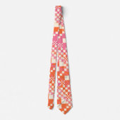 Gecheckt, Karos - Rosa, Orange und Creme Krawatte (Rückseite)