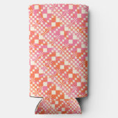 Gecheckt, Karos - Rosa, Orange und Creme Selters Dosenkühler (Rückseite)
