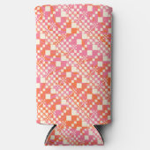 Gecheckt, Karos - Rosa, Orange und Creme Selters Dosenkühler (Vorderseite)