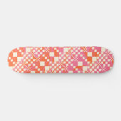 Gecheckt, Karos - Rosa, Orange und Creme Skateboard (Horizontal)