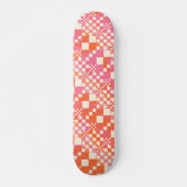 Gecheckt, Karos - Rosa, Orange und Creme Skateboard (Vorne)