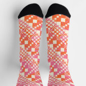 Gecheckt, Karos - Rosa, Orange und Creme Socken (Oben)