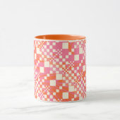 Gecheckt, Karos - Rosa, Orange und Creme Tasse (Zentrum)