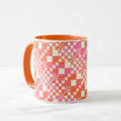 Gecheckt, Karos - Rosa, Orange und Creme Tasse (Vorderseite Links)