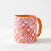Gecheckt, Karos - Rosa, Orange und Creme Tasse (VorderseiteRechts)