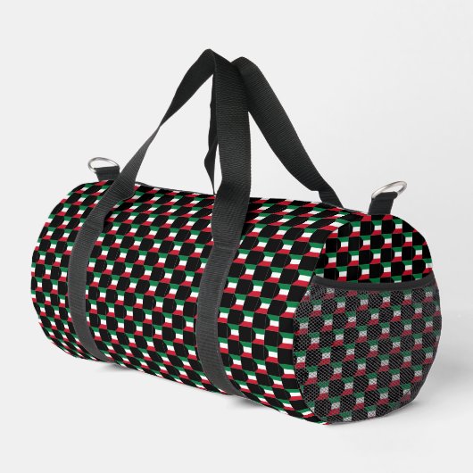Gechecktes Kuwait-Flag-Muster Duffle Bag (Rechte Ecke)