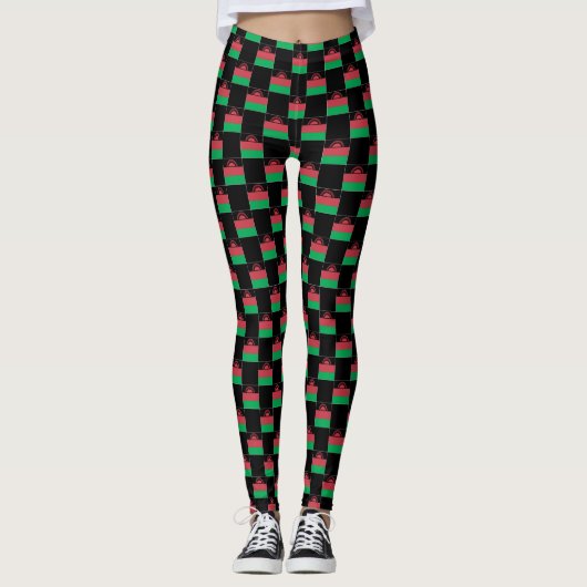 Gechecktes Malawi-Flag-Muster Leggings (Vorderseite)