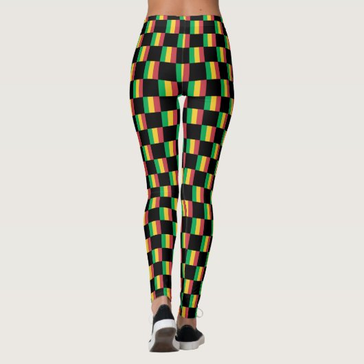Gechecktes Mali-Flag-Muster Leggings (Rückseite)